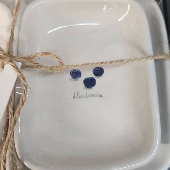 Rae Dunn White Black Banana Strawberry Blueberries Set of 3 Platter and Dish Set - Picture 6 of 6